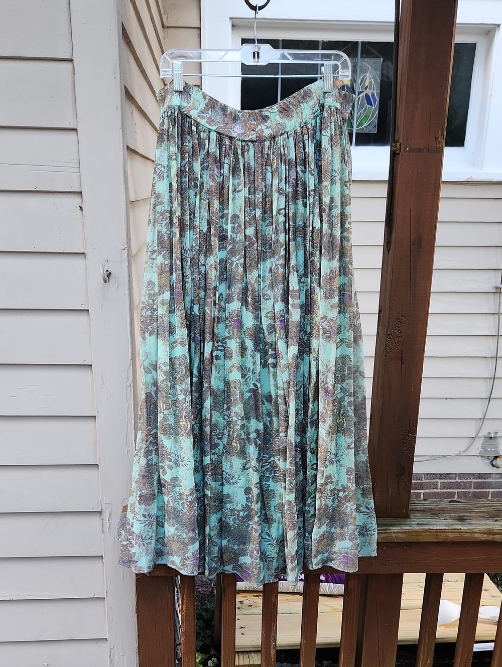 Sundance Mint Floral A-Line Maxi Skirt